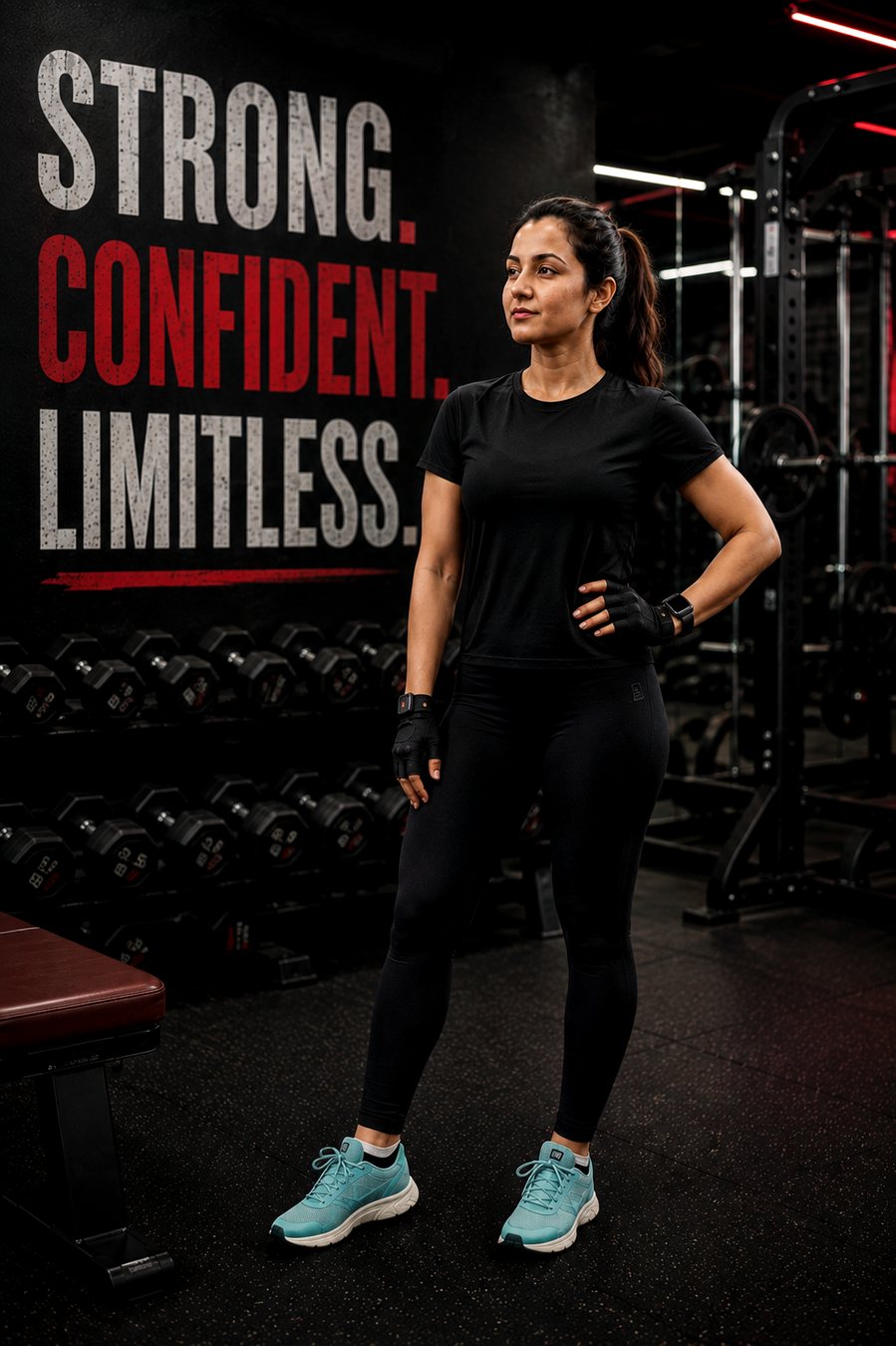 Roshan, founder and coach at Fit With Roshan, standing in the gym